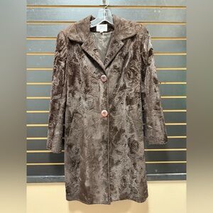 Tara Jarmon Paris Brown Faux Fur Coat Small (EU 36)